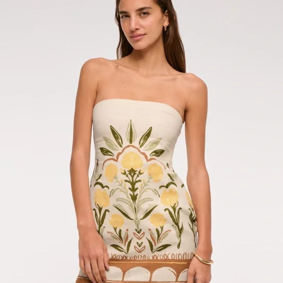 The A&F Scarlett Strapless Linen Blend Skort - Picture 1 of 4